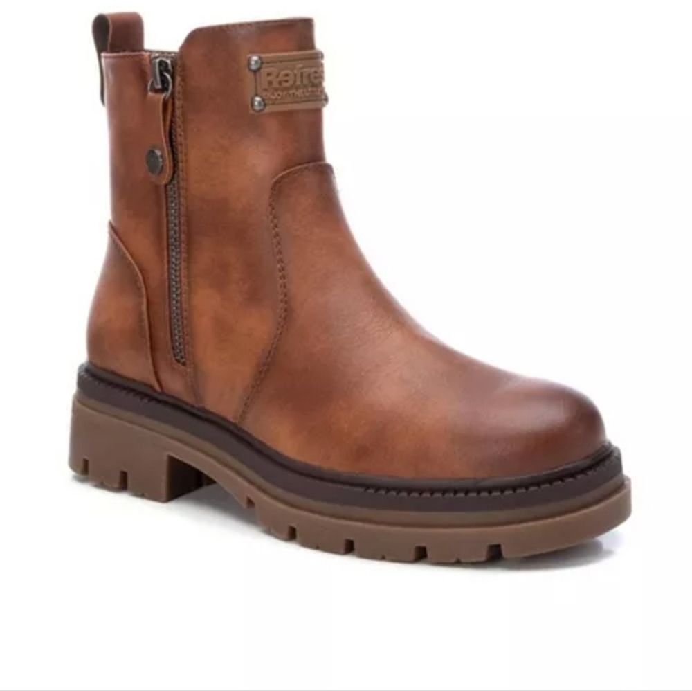 Women's Brown Booties, Vegan Leather - Picture 3 of 6